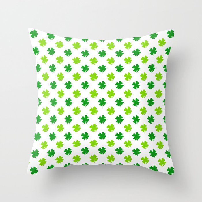 St. Patrick's Day Four Leaf Clover Collection Throw Pillow