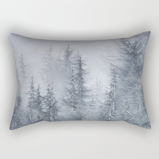 Early moorning... Into the foggy woods Rectangular Pillow