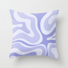 Modern Retro Liquid Swirl Abstract in Light Lavender Purple Throw Pillow