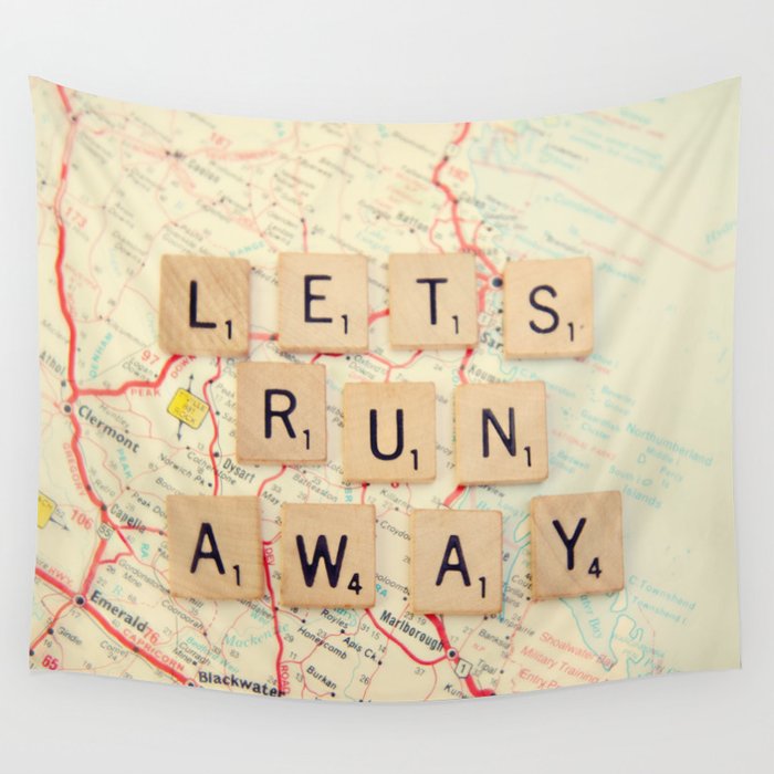let's run away Wall Tapestry