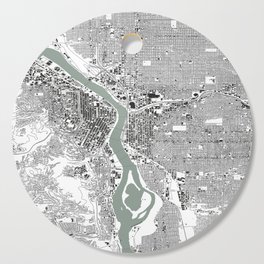 Portland, OR City Map Black/White Cutting Board