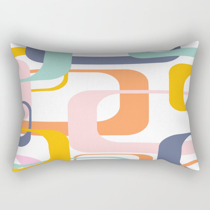 Mid Century Shapes in Bright Modern Colors Rectangular Pillow