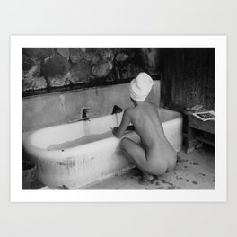 Bath in Paris, Cold Water Flat, Female Nude black and white art photography / photograph Art Print