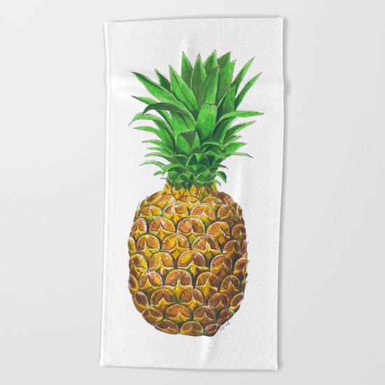Pineapple, tropical fruit Beach Towel