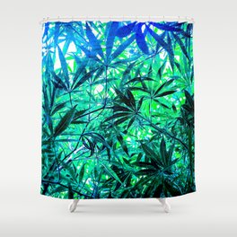 Under a Green Blanket of Cannabis Leaves Shower Curtain