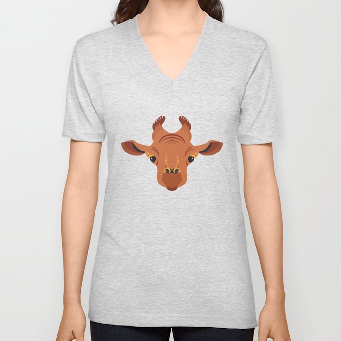 Funny giraffe V Neck T Shirt