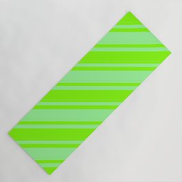 [ Thumbnail: Chartreuse and Green Colored Lines/Stripes Pattern Yoga Mat ]