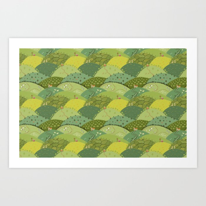 Green Hills Pattern  Art Print