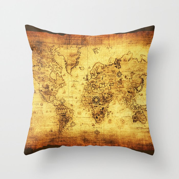 Arty Vintage Old World Map Throw Pillow By Onlinegifts Society6