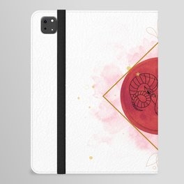 Chinese Aries Zodiac Sign | Red, Black and Gold | Watercolor Constellation | Aesthetic Illustration iPad Folio Case