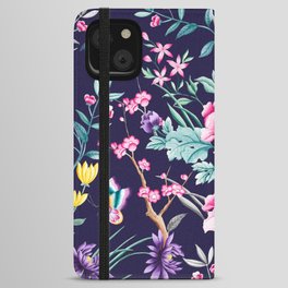 Chinoiserie french navy floral iPhone Wallet Case