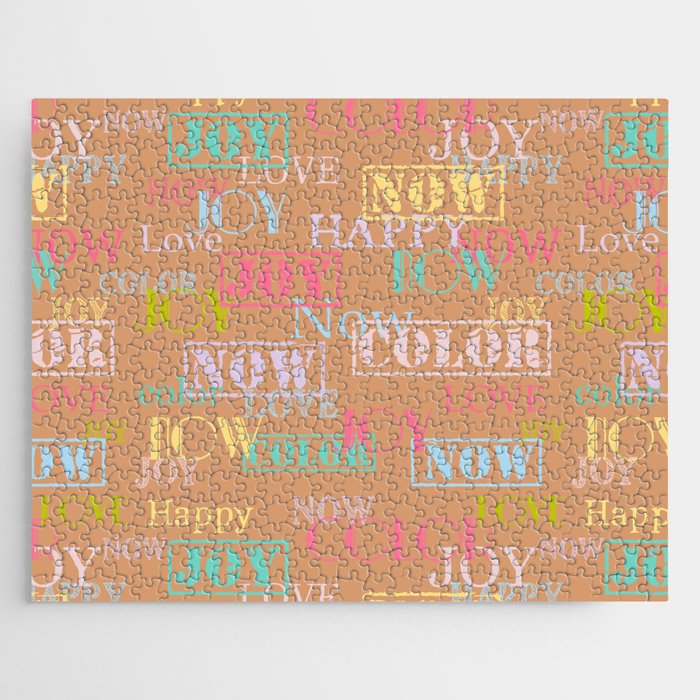 Enjoy The Colors - Colorful typography modern abstract pattern on Copper Bronze color background  Jigsaw Puzzle