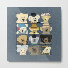 Teddy Bears Metal Print | Cuddly, Soft, Furry, Folk Art, Creature, Toy, Fur, Collage, Teddybear, Stuffed 