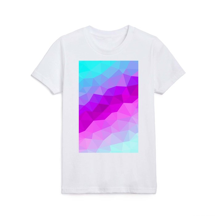 Blue Cyan Ice Frozen Magenta Core Abstract Triangle Pattern Design  Kids T Shirt