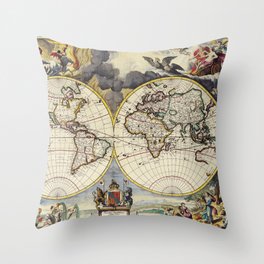 The Old Map of Earth Throw Pillow