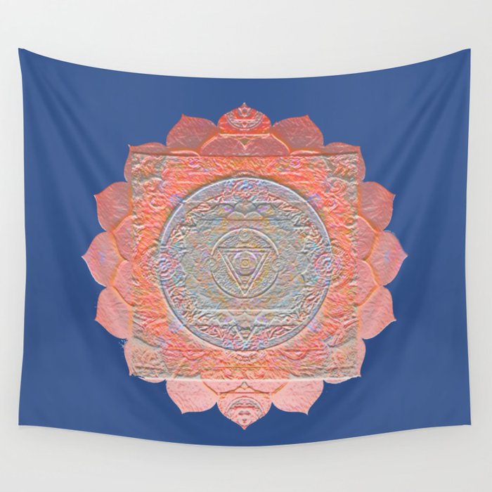 Blissful Blush Pink & Coral Ombre Texture Meditation Mandala Wall Tapestry