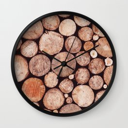 Stacked Round Logs x Hygge Scandi Rustic Cabin Wall Clock