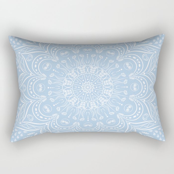 Baby Blue Boho Mandala Rectangular Pillow