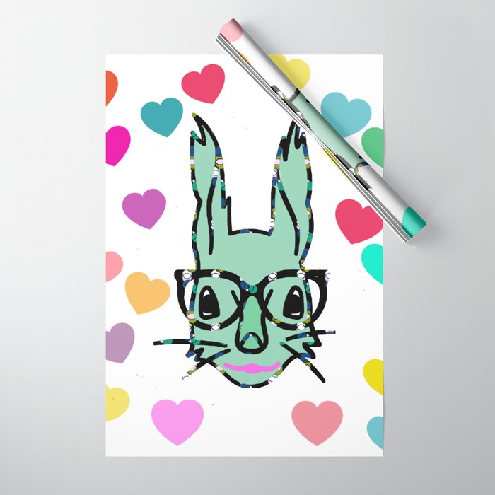 Bunny Wabbit Hearts Wrapping Paper