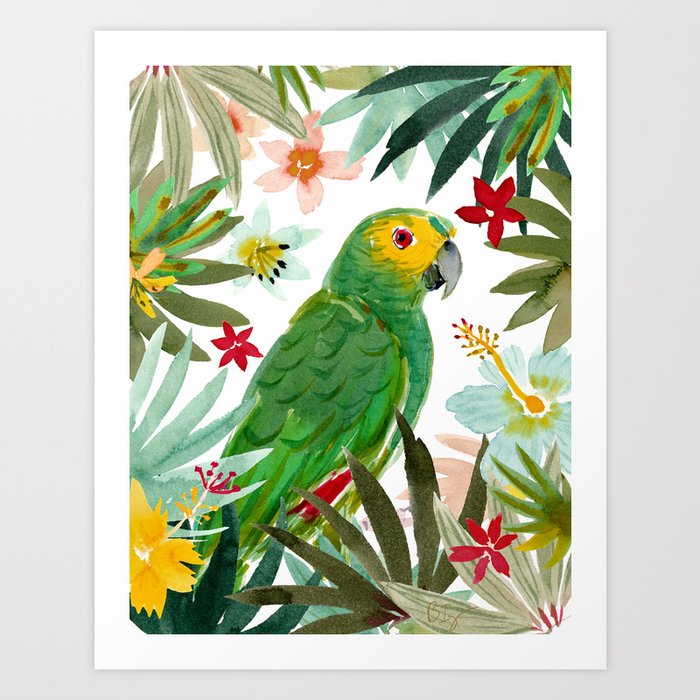 SHNERD THE AMAZON PARROT Art Print by BARBARIAN by Barbra Ignatiev