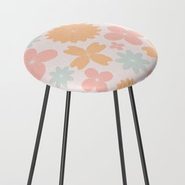 Pink Flowers Counter Stool