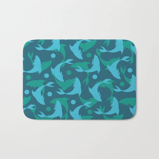 dolphins in blue Bath Mat