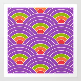 Retro Geometric Gradated Fan Pattern 564 Art Print | 1970S, Mid, Mod, Pattern, Rainbow, Arches, Graphicdesign, 60S, Design, Geometric 