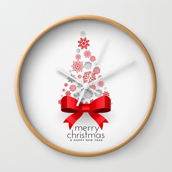 Christmas tree with snowflakes Wall Clock