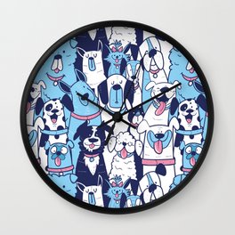 Cute Different Dog Breeds Hand Drawn Doodle Wall Clock