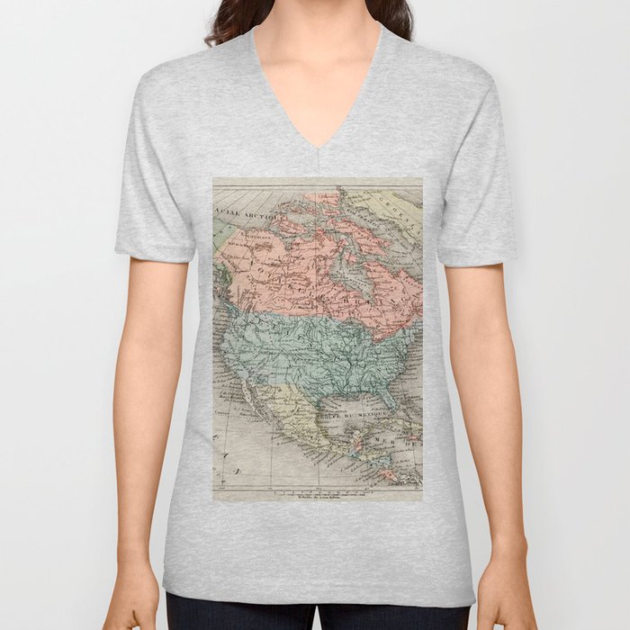 Arthème Fayard - Amerique du Nord from Atlas Universel (1836-1895) V Neck T Shirt