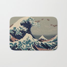 The Great Wave Off Kanagawa Bath Mat | Digital, Art, Pixelart, Thegreatwave, Graphicdesign, Satisfying, Pixel, Cool 