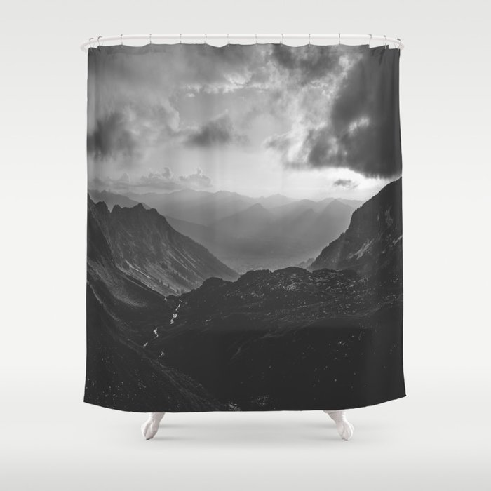 Valley - black and white landscape photography Shower Curtain