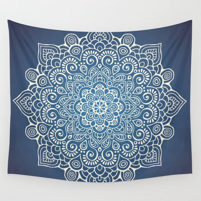 Mandala dark blue Wall Tapestry