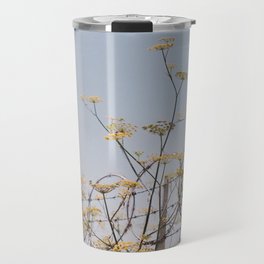 Yellow Flowers on Barbed Wire Travel Mug