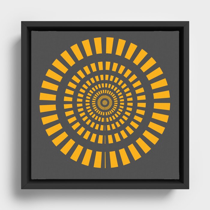 Concentric orange bars on black Framed Canvas