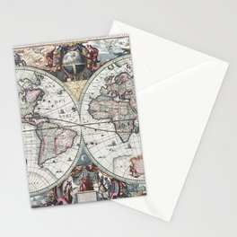 World Map Map Vintage Old Stationery Card