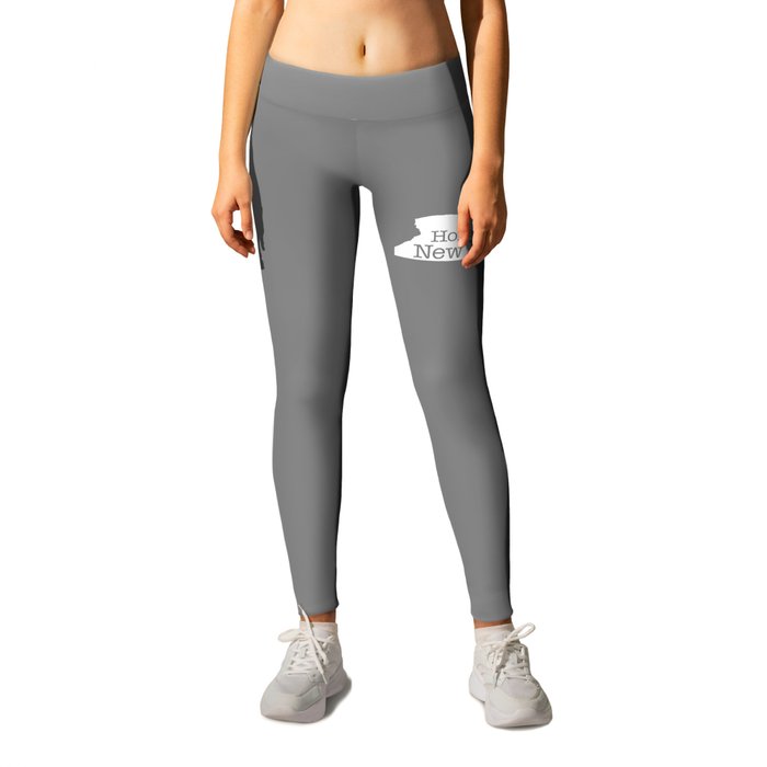 Home is New York - State outline on gray Leggings by North America Symbols  and Flags