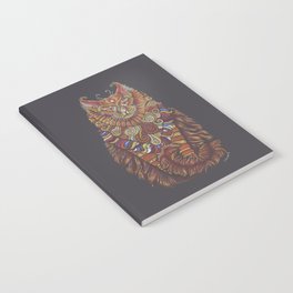 Maine Coon Cat Totem Notebook | Colourful, Illustration, Psychedelic, Mask, Organic, Decorative, Mandala, Wild, Coloredpencil, Catspiritanimal 