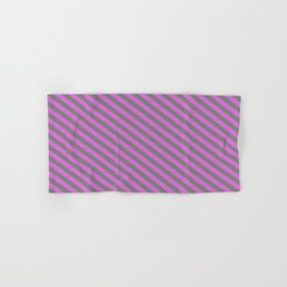 [ Thumbnail: Grey & Orchid Colored Lines/Stripes Pattern Hand & Bath Towel ]