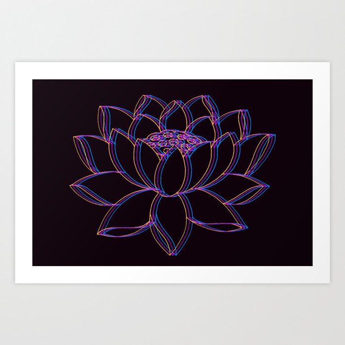 Trippy Lotus Flower Art Print By Julietnorelli Society6