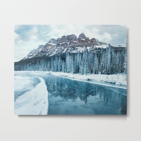 Frosty Morning at Castle Mountain Metal Print