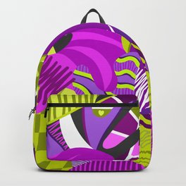 Abstract geometric colorful pattern with green and purple tones Backpack