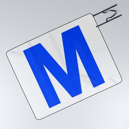 Letter M (Blue & White) Picnic Blanket