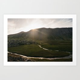 The sun behind the mountains | Icelandic landscape Art Print