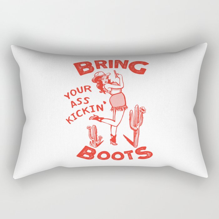 Bring Your Ass Kicking Boots! Cute & Cool Retro Cowgirl Design Rectangular Pillow