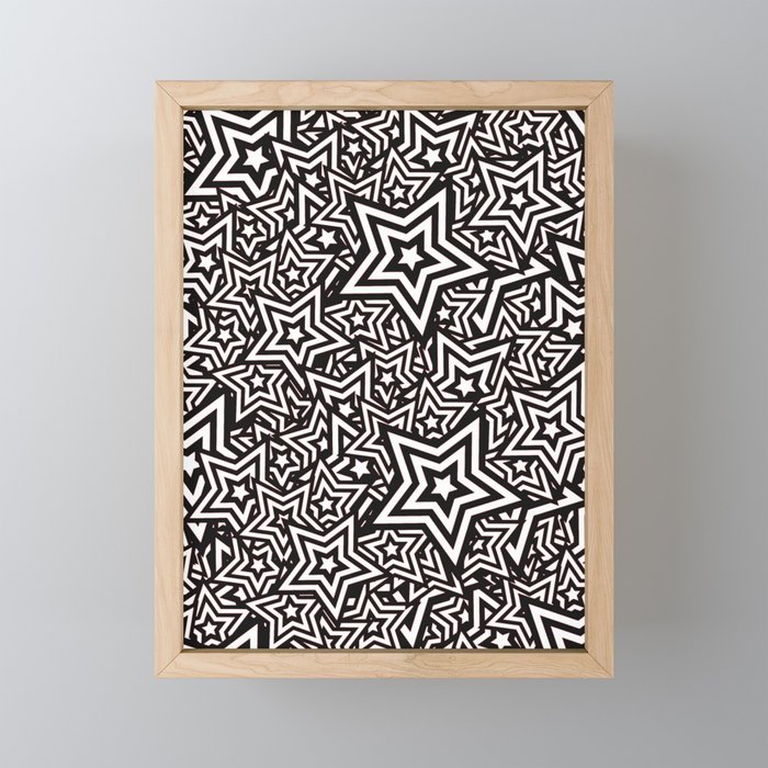 WHITE STAR PATTERN Framed Mini Art Print