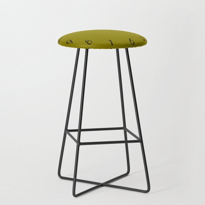 Simple Dark Yellow Wall Clock With Black Numbers Bar Stool