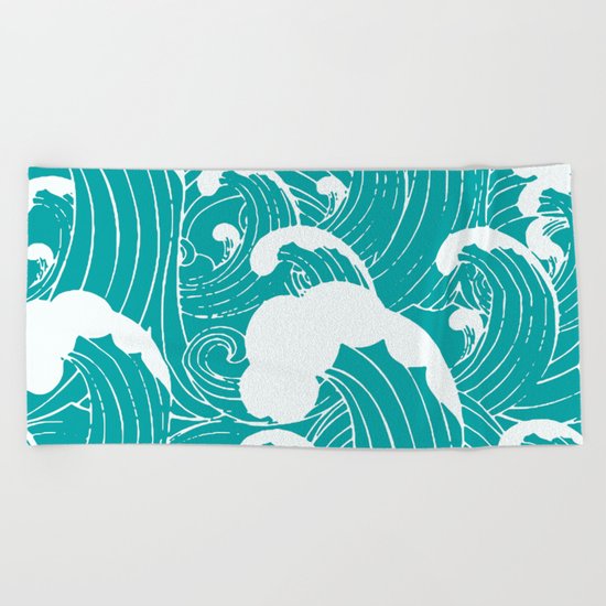 Blue waves Beach Towel