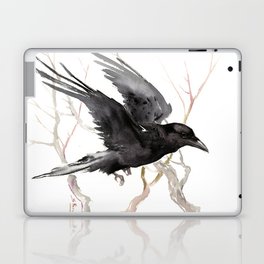 Flying Raven Art, raven crow tribal design Laptop Skin