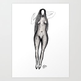 Mythical goddess of health and prosperity. Art Print | Mythical, Goddess, Woman, Mythology, She, Ink Pen, Drawing, Erotic, Female, Nudes 